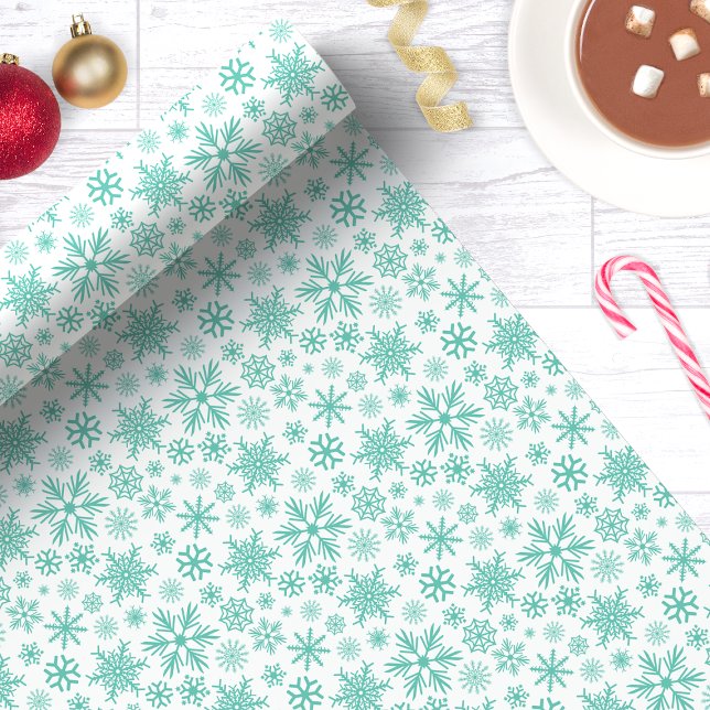Winter Blue Christmas Snowflakes Pattern Wrapping Paper (Creator Uploaded)