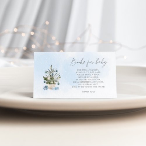 Winter blue Christmas tree books for baby ticket Enclosure Card