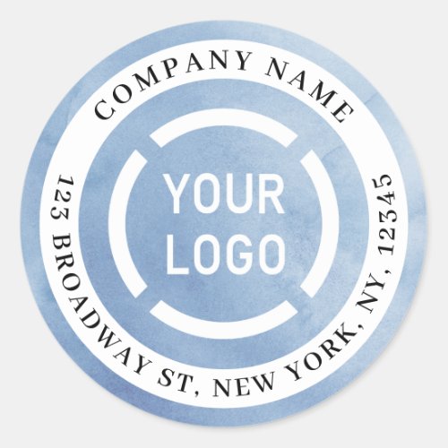 Winter blue company logo return address classic round sticker