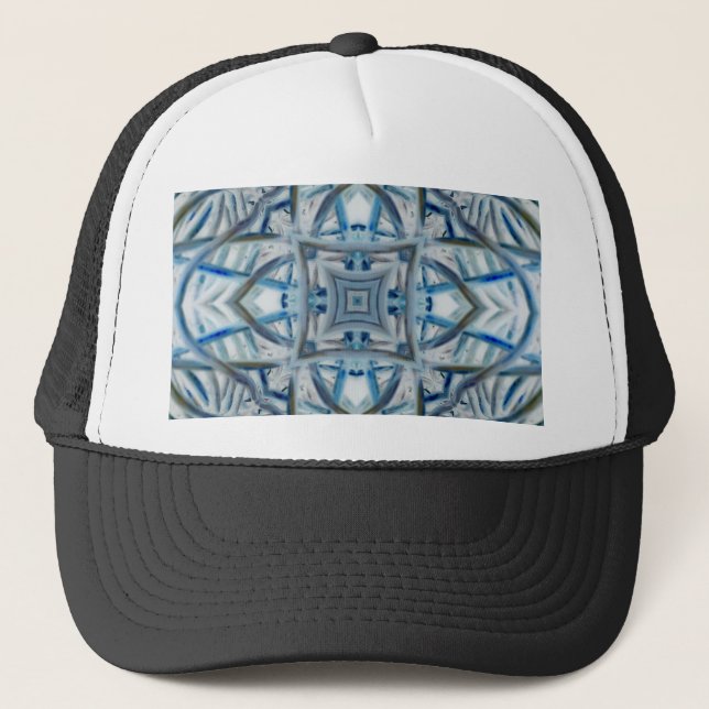 Winter Blue Crystal Pattern Trucker Hat (Front)
