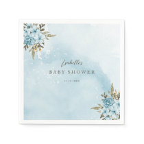 Winter Blue Floral Baby Shower Napkins
