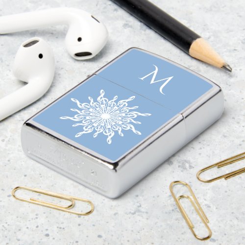 Winter Blue G_Clef Snowflake Monogram Zippo Lighter