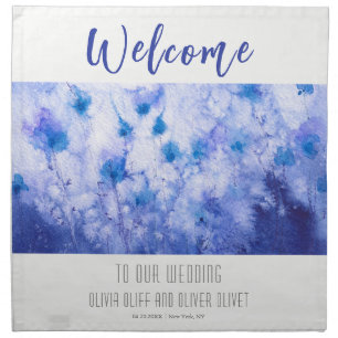 Winter Blue Garden Wedding Welcome Cloth Napkin
