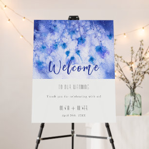 Winter Blue Garden Wedding Welcome Foam Board