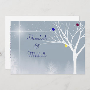 Winter Blue Gay/Lesbian Custom Wedding Invitation