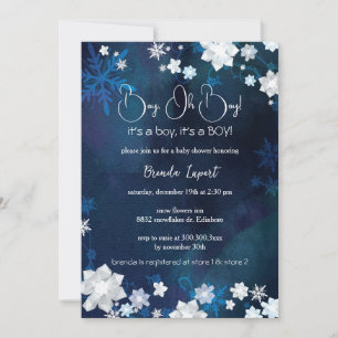 Winter Blue Glitters Baby Boy Shower Invitation