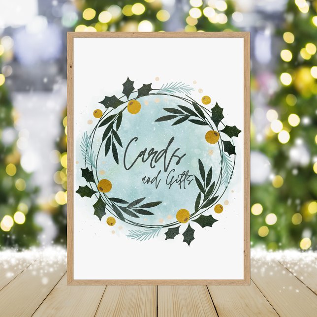  Winter Blue Gold Baby Shower Cards And Gifts Sign (Creator Uploaded)