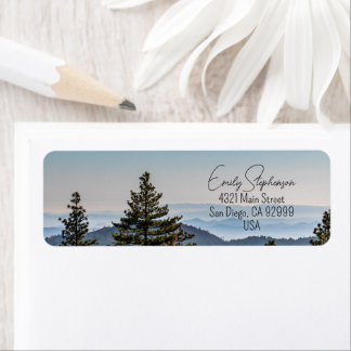 Winter Blue & Green Nature Mountainscape Forest Label
