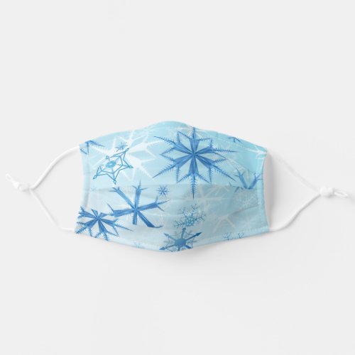 Winter Blue Icy Snow Print Face Mask