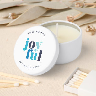 Winter Blue "Joyful" Christmas Mini Candle Favors