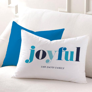 Winter Blue "Joyful" Holiday  Accent Pillow
