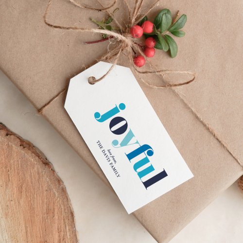 Winter Blue Joyful Personalized Holiday  Gift Tags