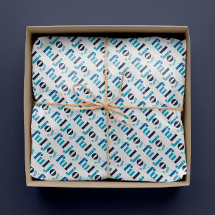 Winter Blue "Joyful" Typography Christmas Tissue Paper