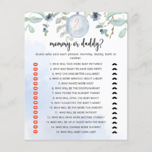 Winter blue mommy or daddy baby shower game