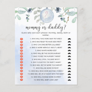 Winter blue mommy or daddy baby shower game