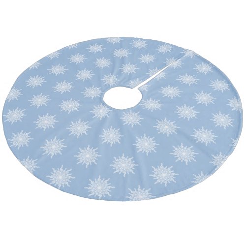 Winter Blue Music Note Snowflake Pattern Fleece Tree Skirt