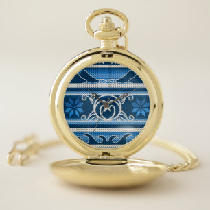 Winter Blue Nordic Design Pocket Watch