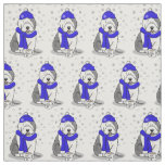 Winter Blue Old English Sheepdog Dog (Gray 1) Cute Fabric