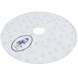 Winter Blue Old English Sheepdog Dog (Gray 1) Cute Fleece Tree Skirt