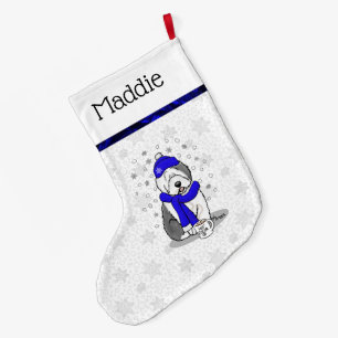 Winter Blue Old English Sheepdog Dog (Gray 1) Cute Large Christmas Stocking