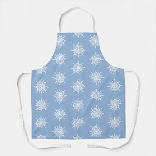 Winter Blue Ornamental G_Clef Snowflake Pattern Apron