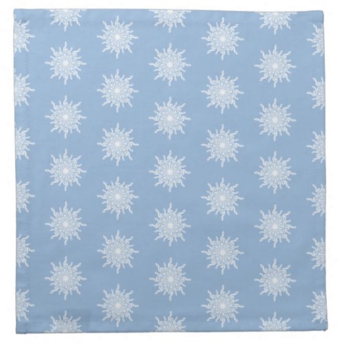 Winter Blue Ornamental G_Clef Snowflake Pattern Cloth Napkin