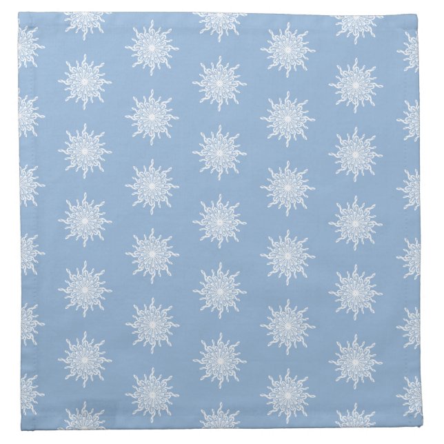 Winter Blue Ornamental G-Clef Snowflake Pattern Cloth Napkin (Front)