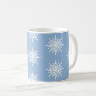 Winter Blue Ornamental G-Clef Snowflake Pattern Coffee Mug