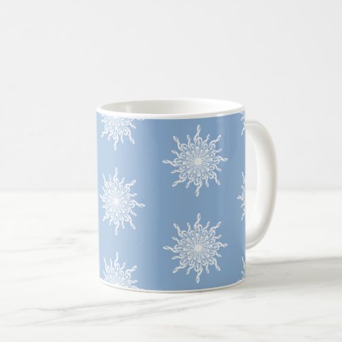 Winter Blue Ornamental G_Clef Snowflake Pattern Coffee Mug