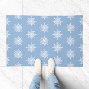 Winter Blue Ornamental G-Clef Snowflake Pattern Doormat