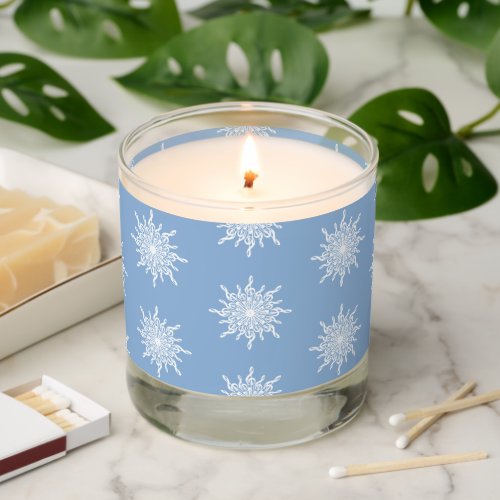 Winter Blue Ornamental G_Clef Snowflake Pattern Scented Candle