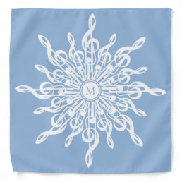 Winter Blue Ornamental Monogram G-Clef Snowflake Bandana