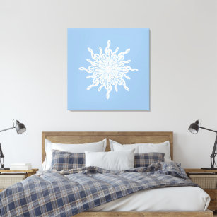 Winter Blue Ornamental Monogram G-Clef Snowflake Canvas Print