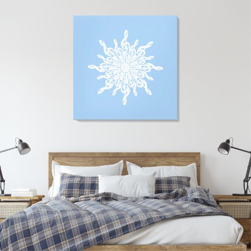 Winter Blue Ornamental Monogram G_Clef Snowflake Canvas Print