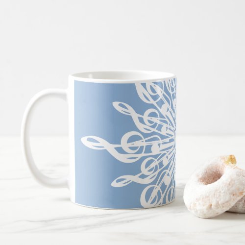 Winter Blue Ornamental Monogram G_Clef Snowflake Coffee Mug