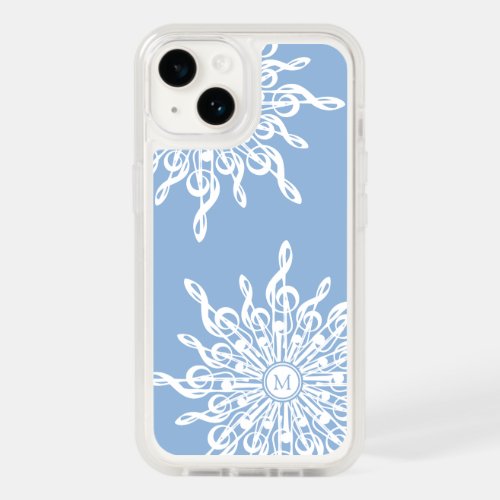 Winter Blue Ornamental Monogram G_Clef Snowflake OtterBox iPhone 14 Case