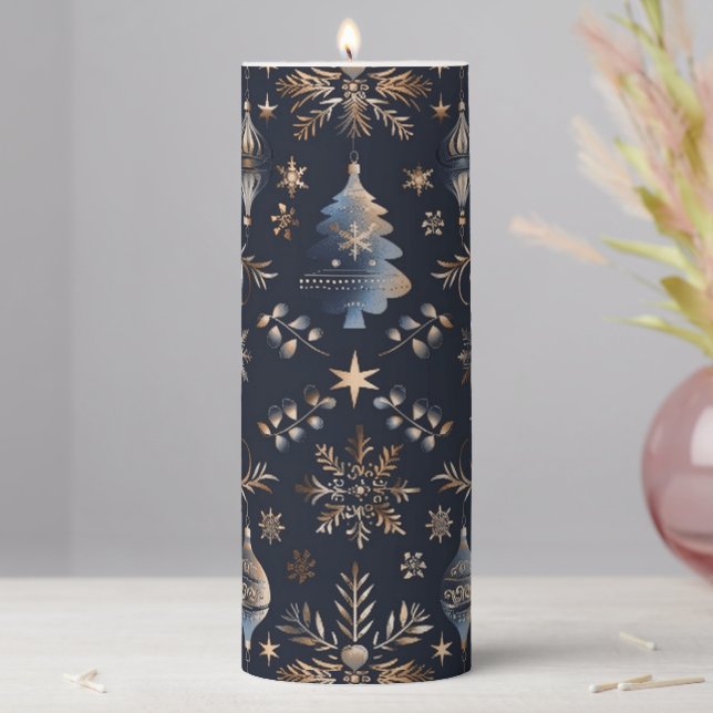 Winter Blue Pillar Candle (In Situ)