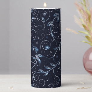 Winter Blue Pillar Candle