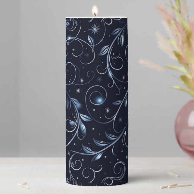 Winter Blue Pillar Candle (In Situ)