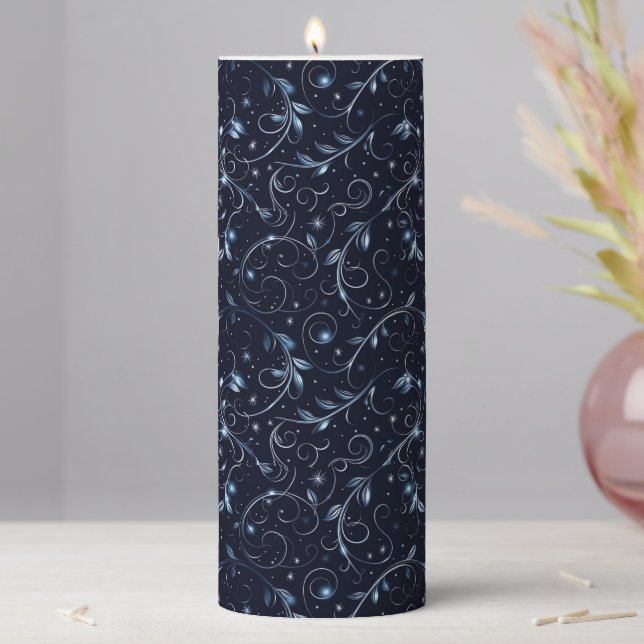 Winter Blue Pillar Candle (In Situ)