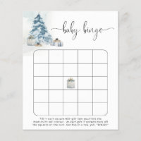 Winter blue pine trees baby bingo game