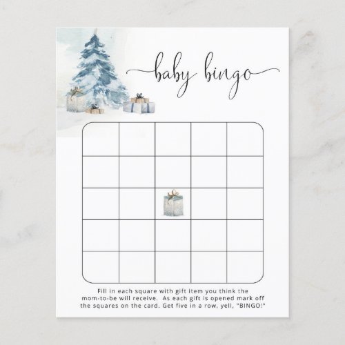 Winter blue pine trees baby bingo game