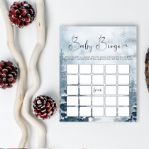 Winter blue pine trees baby bingo game