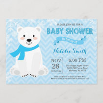Winter Blue Polar Bear Boy Baby Shower Invitation