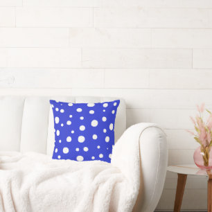 Winter Blue Polka Dots Throw Pillow