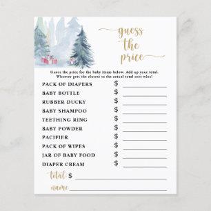 Winter blue Price Guess Baby Shower Game