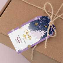 Winter Blue Purple Gold Snowflakes Magic Birthday