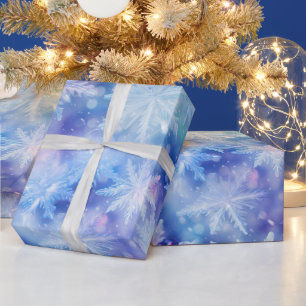 Winter Blue Purple Snowflakes Christmas Wrapping Paper