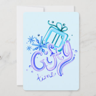 Winter Blue Purple Thank You Card with Snowflakes