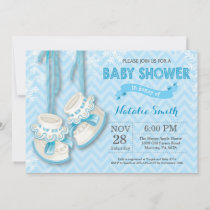 Winter Blue Shoes Boy Baby Shower Invitation